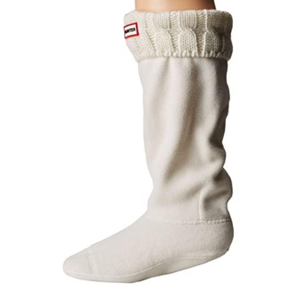 White cable knit hunter boot sock